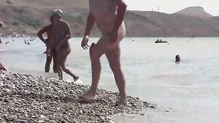 Nudist relaxation on the coast of Crimea in HD quality