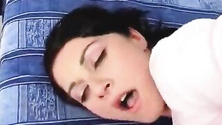 The guy tried anal sex with a brunette and got cum on his face