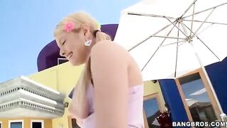 A cute girl sucks a long dick and makes her partner cum