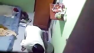 A girl was secretly fucked in her room with a hidden camera