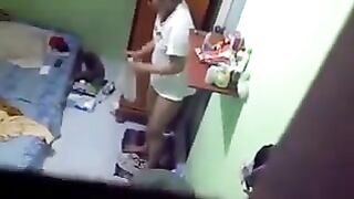 A girl was secretly fucked in her room with a hidden camera