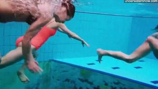 Barefoot beauties pose by the pool before getting naked, captured in stunning detail