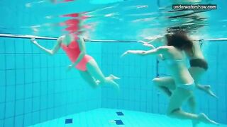 Barefoot beauties pose by the pool before getting naked, captured in stunning detail