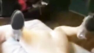 Guy grabbed the girl and put her on the bed