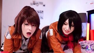 Cosplay threesome with wet pussies and close-up action - CUT version