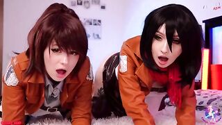 Cosplay threesome with wet pussies and close-up action - CUT version