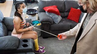 Adorable princess pleases the old man in every pose