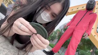 Asian version of Squid Game with a hot brunette in the pool