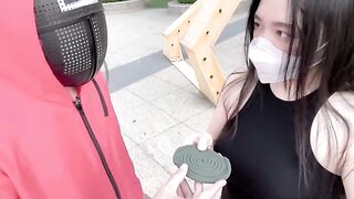 Asian version of Squid Game with a hot brunette in the pool