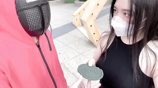 Asian version of Squid Game with a hot brunette in the pool