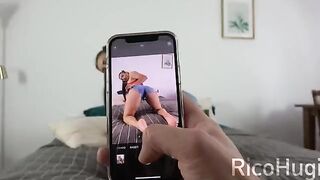She was talking to her boyfriend on the phone and sucked her stepbrother’s cock