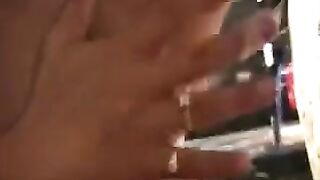 Reaches a powerful orgasm with a stream of cum