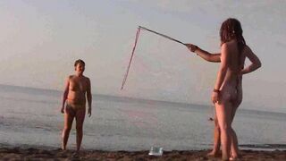 A lot of naked fun on the beach with a hot girl in HD