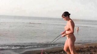 A lot of naked fun on the beach with a hot girl in HD