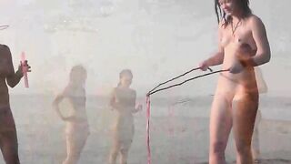 A lot of naked fun on the beach with a hot girl in HD