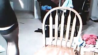 The guy was very excited by the women's clothes outfit
