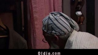 Older guy punished his granddaughter to wear stockings