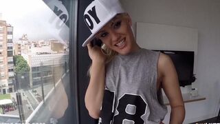 The blond girl was fucked on the road in anal