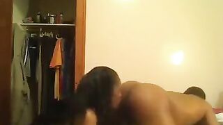 I punished the disobedient guy with a long purple strapon in a steamy bedroom scene