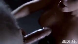 The related slave humbly licks the pussy of a dominant lady