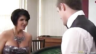 A clever girl lost her pussy and mouth while playing cards for money