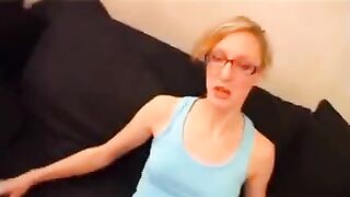 Sex with a thin French teen on the couch