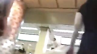 Peeping through the skirts of passers-by with a hidden camera