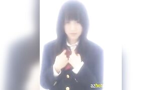 Hot Japanese schoolgirl masturbates, showing off her small boobs and cute pussy