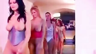 Gangbang with a stunning woman with big natural tits