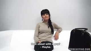 Czech casting with a young model who uses condoms during sex