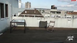 Babe with big tits has sex right on the roof in HD quality