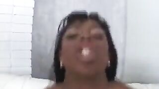 A beautiful black woman gave a stunning blowjob to her white guy