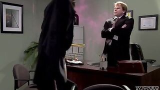 The boss pulled his dick to the employee in the office