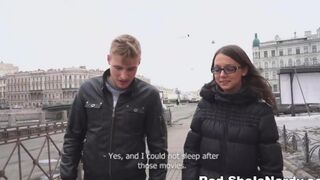 The first guy got a blowjob from a Russian who was not embarrassed to show her holes