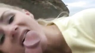 Sweet sperm dessert on the face of a hot teen