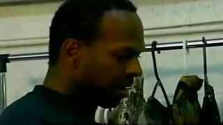 A black guy is enjoying some intense and passionate action