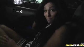 A brunette woman received a cumshot on her face during sex