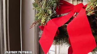 The Snow Maiden is giving a blowjob to many guys at New Year's