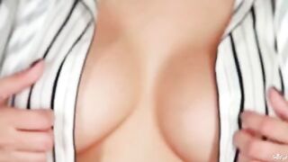 Natural big tits of a beautiful brunette are a true work of art