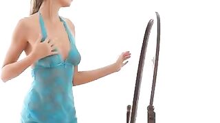 A hot erotic strip in front of the mirror