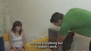 Skinny Russian teen fucked on the couch by his stepbrother