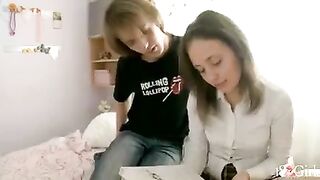 The entertaining classmate has a surprise for her friend at home