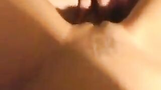 Skinny girl shows her holes in close-up, homemade porn style in the bedroom