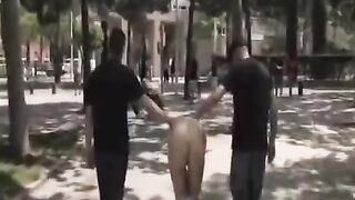 Group sex in public place with young people who love to fuck