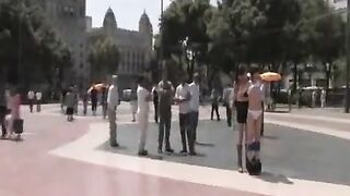Group sex in public place with young people who love to fuck