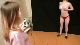 Lesbian games with delicious Russian babies, featuring intense pussy licking action