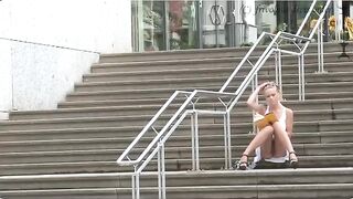 A girl was walking on the street without panties, eporn