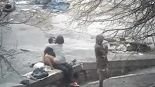 The guy shoots sex with a stranger on the street