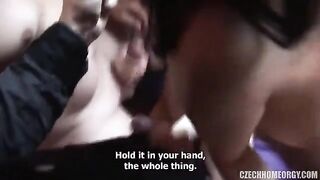Drunk orgy at home with a pregnant woman