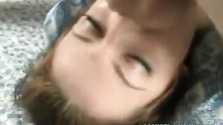 Girl skillfully holds and sucks the cock of her boyfriend